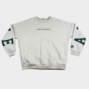 ARBONNE Spell Out Sweatshirt Large Vintage 45th Anniversary Crewneck White Green